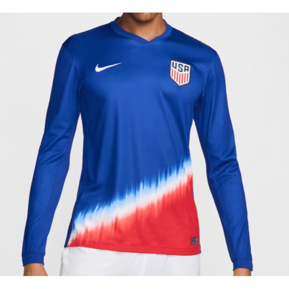 Nike USMNT Long Sleeve '24 Away Replica Blue White Red Jersey Size XL FJ1263-417